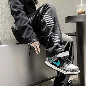 High Waist Striped Sweatpants - Y2K & 90s Fashion, Grunge, Retro, Summer & Party Out