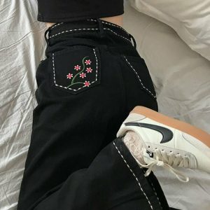 High Waist Vintage Loose Jeans - Y2K & 90s Fashion, Grunge, Retro, Summer & Party Outfits