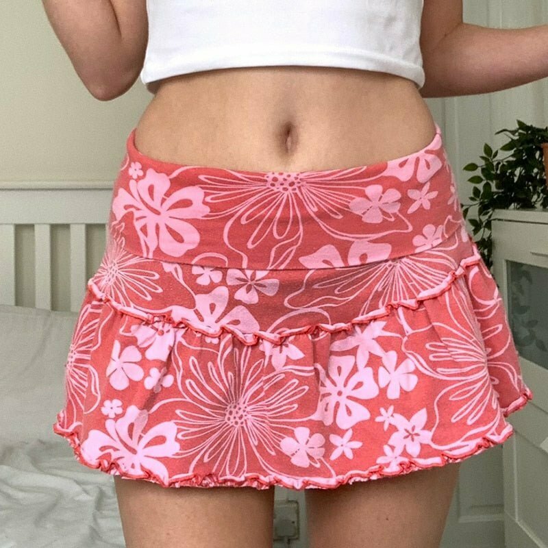 Indie Cute Pink Mini Skirt - Y2K Summer Outfit, 90s Fashion, Grunge, Retro, Past