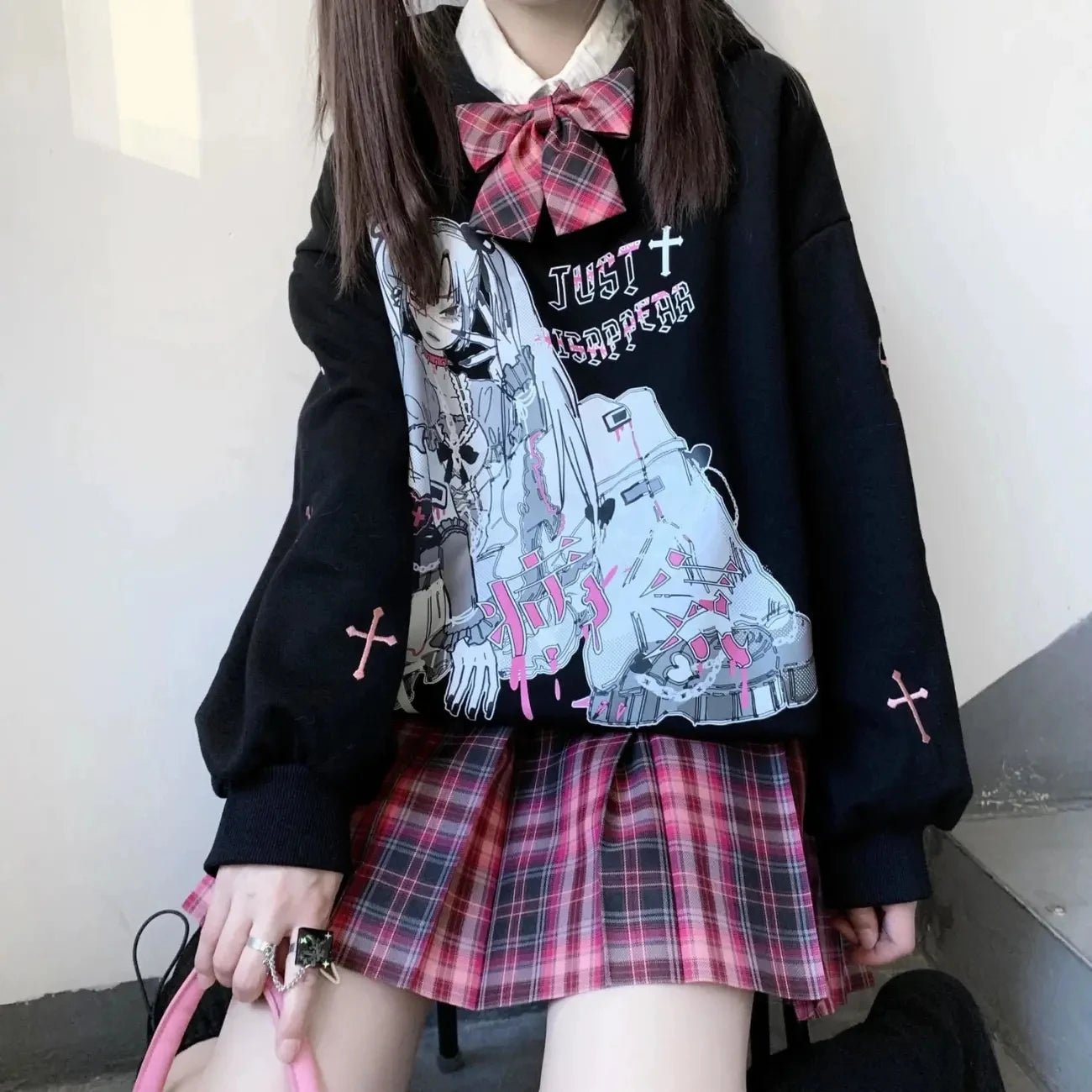 Kawaii Anime Graphic Oversized Hoodie - Y2K & 90s Fashion, Grunge, Retro, Pastel Goth