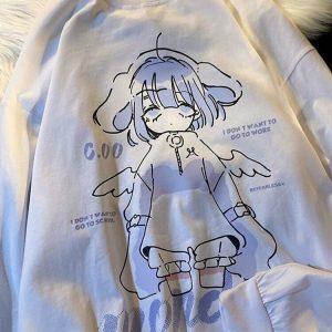 Kawaii Anime Oversized Hoodies - Y2K Grunge, 90s Fashion, Retro Summer Outfits, Past