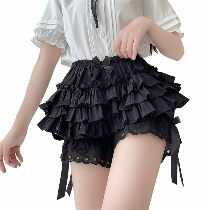 Kawaii Black White Ruffle Shorts - Y2K Summer Grunge Outfit, 90s Fashion, Retro Style