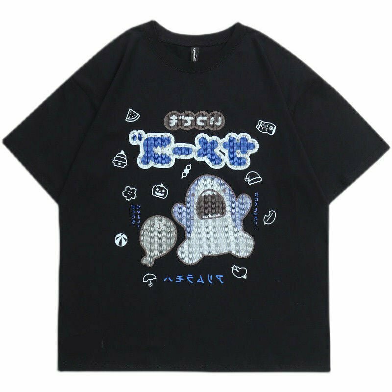 Kawaii Cartoon Print Graphic T-shirt - Y2K Summer, 90s Fashion, Grunge, Retro, Pastel