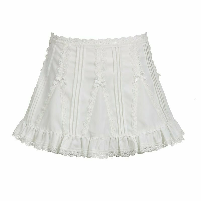 Kawaii Lace A-line Mini Skirt - Y2K Summer Grunge, 90s Retro, Pastel Goth,