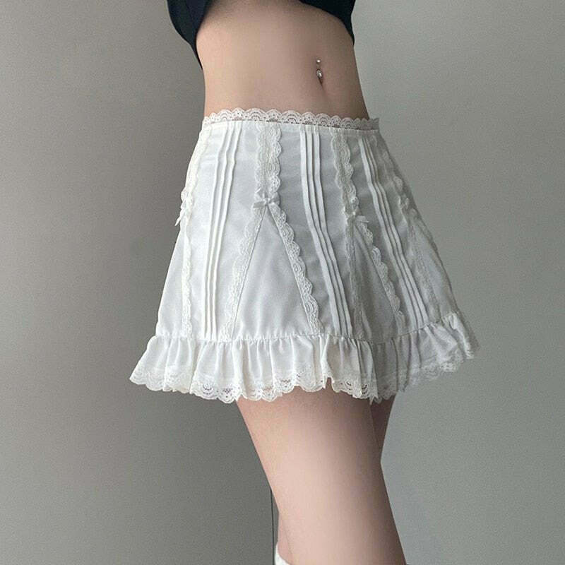 Kawaii Lace A-line Mini Skirt - Y2K Summer Grunge, 90s Retro, Pastel Goth,