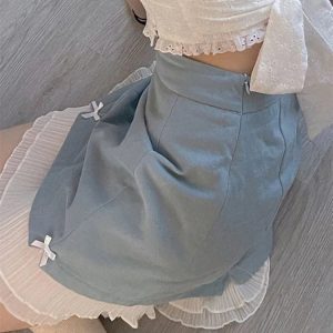 Kawaii Lace Patchwork Denim Skirt - Y2K Summer Grunge Outfit, 90s Fashion, Retro Style