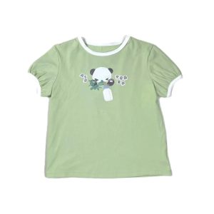 Kawaii Panda Patchwork T-Shirt - Y2K Summer Grunge, 90s Retro, Pastel Goth, Y