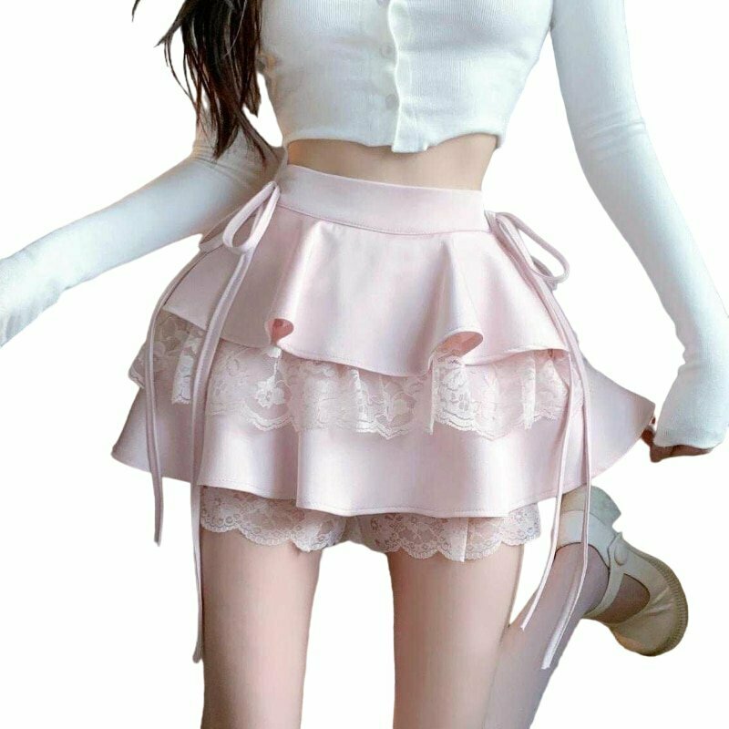 Kawaii Pink Ruffle Mini Skirt - Y2K Summer Outfit, 90s Fashion, Grunge, Pastel