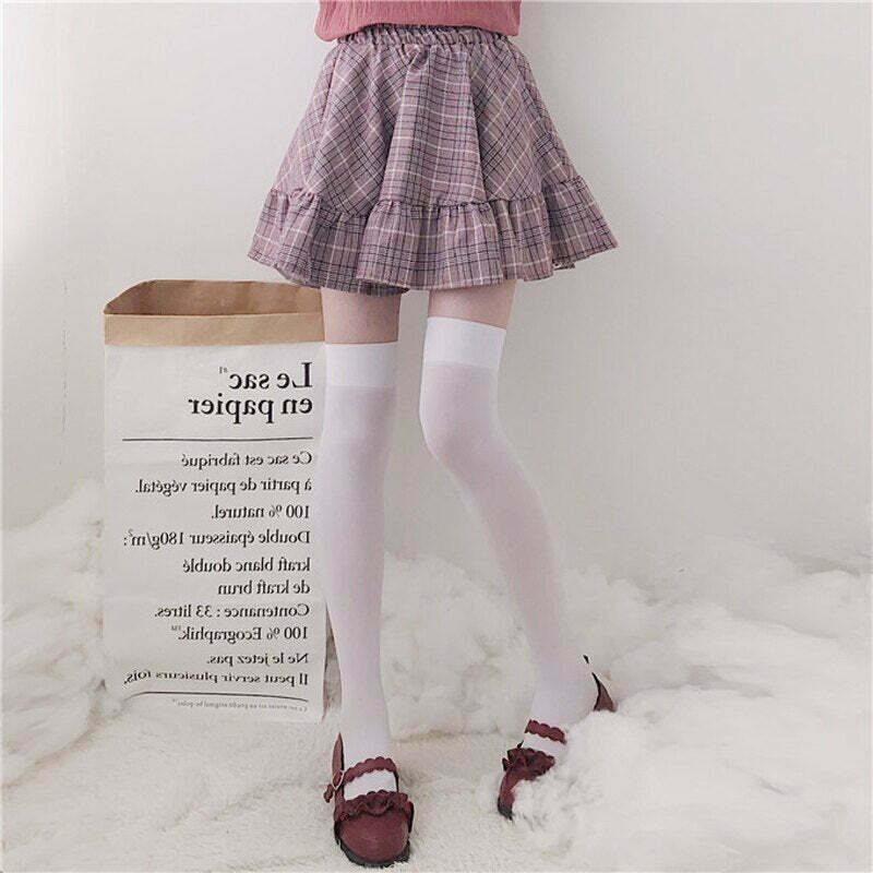 Kawaii Plaid Ruffle Mini Skirt - Y2K Summer Grunge Outfit, 90s Fashion, Retro Style