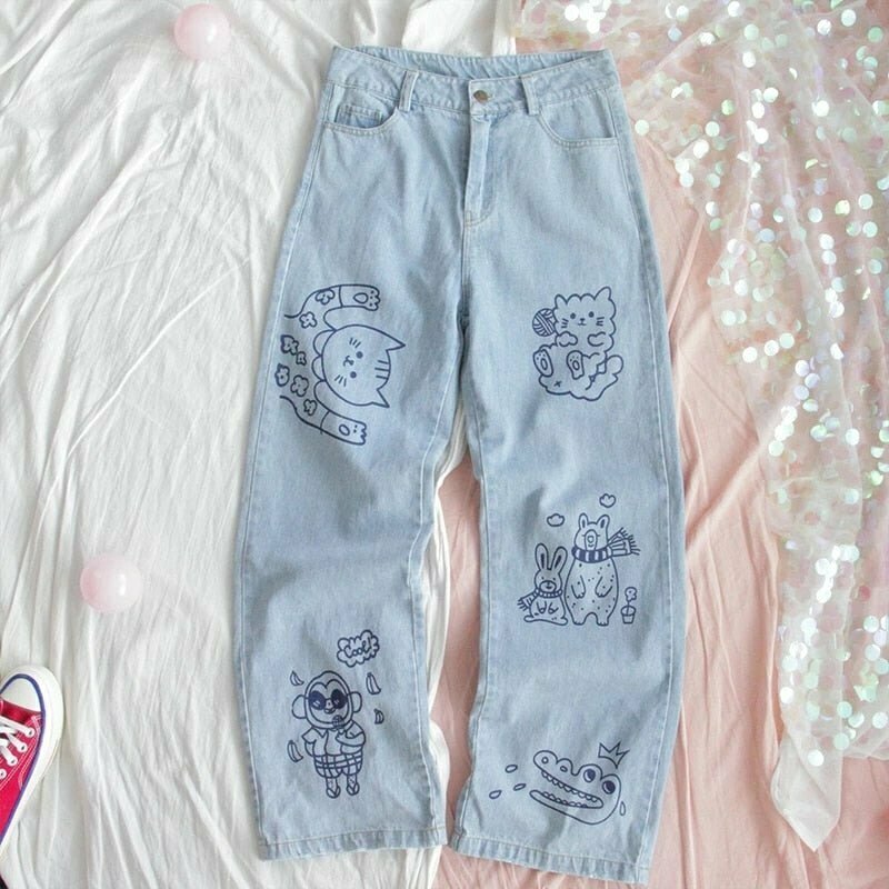 Kawaii Puppy Embroidery Cute Pants - Y2K Summer Grunge 90s Fashion Retro Outfits for Women