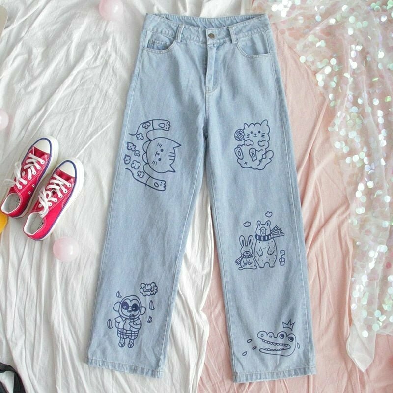 Kawaii Puppy Embroidery Cute Pants - Y2K Summer Grunge 90s Fashion Retro Outfits for Women