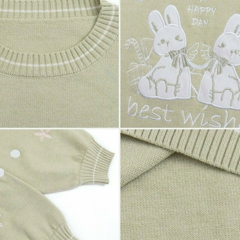 Kawaii Rabbit Loose Sweatshirt - Y2K & 90s Fashion, Grunge, Retro, Pastel Goth,