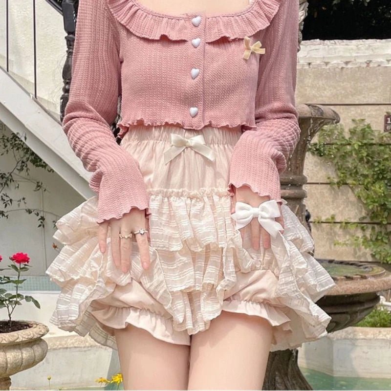 Kawaii Ruffle Fairycore Skirt - Y2K Summer Grunge Outfit, 90s Fashion, Pastel Goth