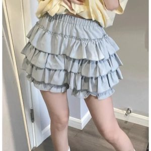 Kawaii Ruffle Lolita Skirt - Y2K Summer Grunge, 90s Retro, Pastel Goth,