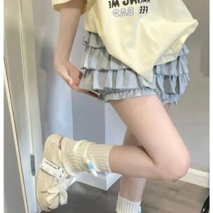 Kawaii Ruffle Lolita Skirt - Y2K Summer Grunge, 90s Retro, Pastel Goth,