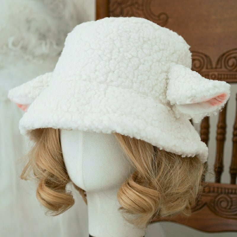 Kawaii Sheep Ear Hat - Y2K & 90s Fashion, Grunge, Pastel Goth, Retro Summer Out