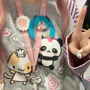 Kawaii Striped Cartoon Hoodie - Y2K & 90s Fashion, Grunge, Retro, Pastel Goth,