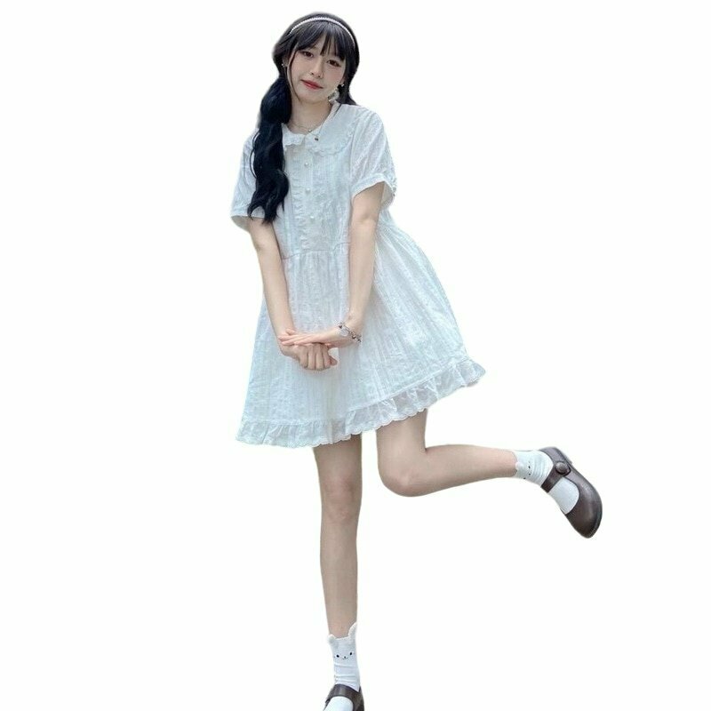 Kawaii White Mini Dress - Y2K & 90s Fashion, Grunge, Retro, Summer & Party Outfits