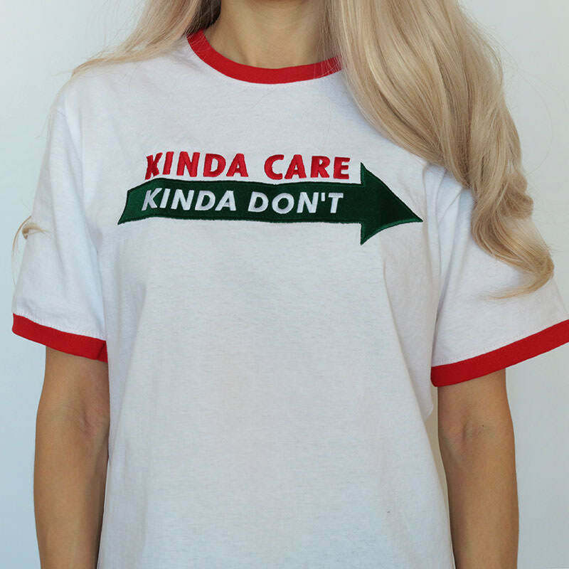 Kinda Care Tee - Y2K Summer Grunge Outfit, 90s Fashion, Retro Style, Baby Tees Y