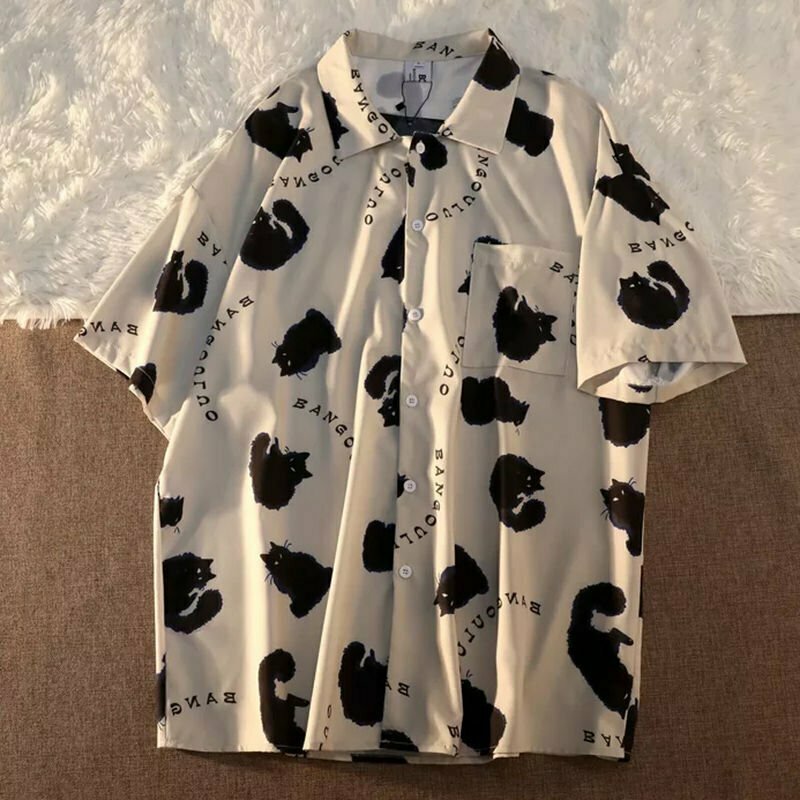 Korean Cat Shirt - Y2K & 90s Fashion, Grunge, Retro, Summer Outfits, Baby Te