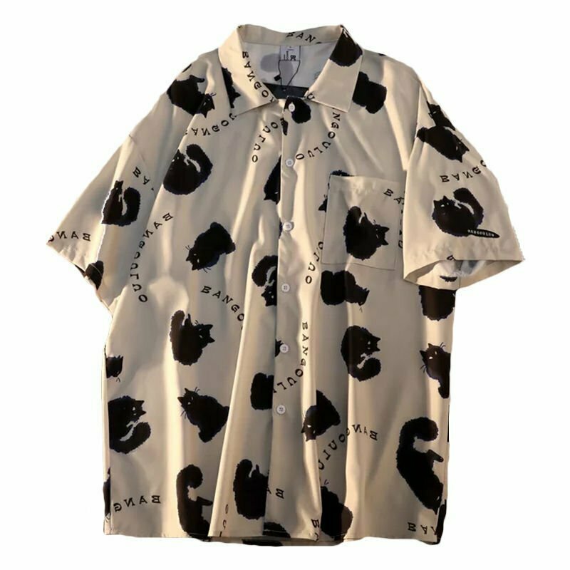 Korean Cat Shirt - Y2K & 90s Fashion, Grunge, Retro, Summer Outfits, Baby Te