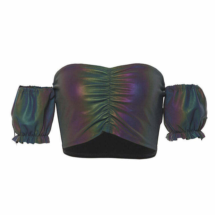 Laserdance Reflective Top - Y2K Summer Grunge, 90s Fashion, Retro Y2K Party Outfit