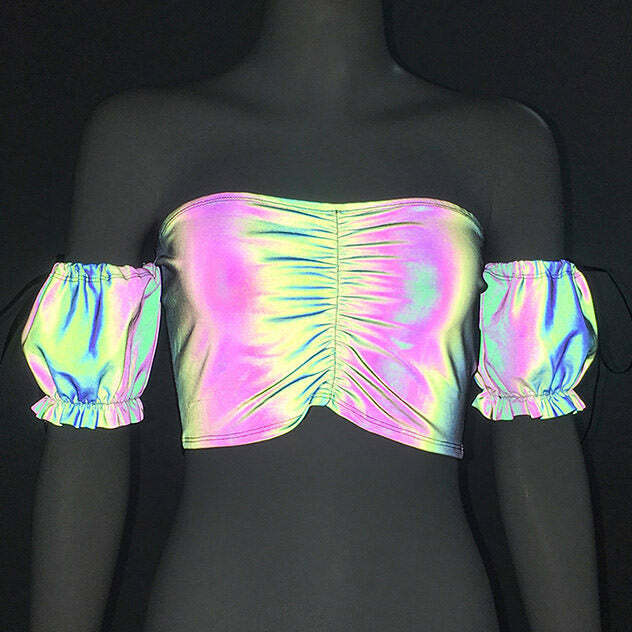 Laserdance Reflective Top - Y2K Summer Grunge, 90s Fashion, Retro Y2K Party Outfit