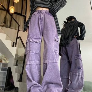 Lavender Dream Utility Pants - Y2K & 90s Fashion, Grunge, Retro, Summer & Party Outfits