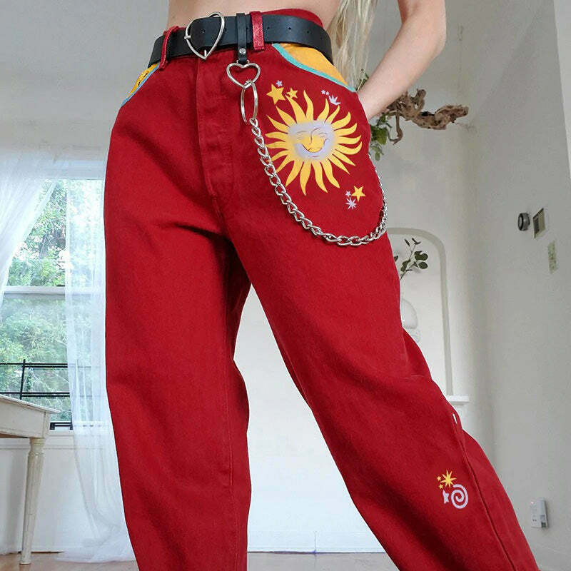 Le Soleil High Waisted Trousers - Y2K & 90s Fashion, Grunge, Retro, Summer &