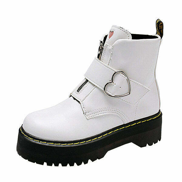 Love Bites Boots in White - Y2K & 90s Fashion, Grunge, Retro, Summer & Party Out