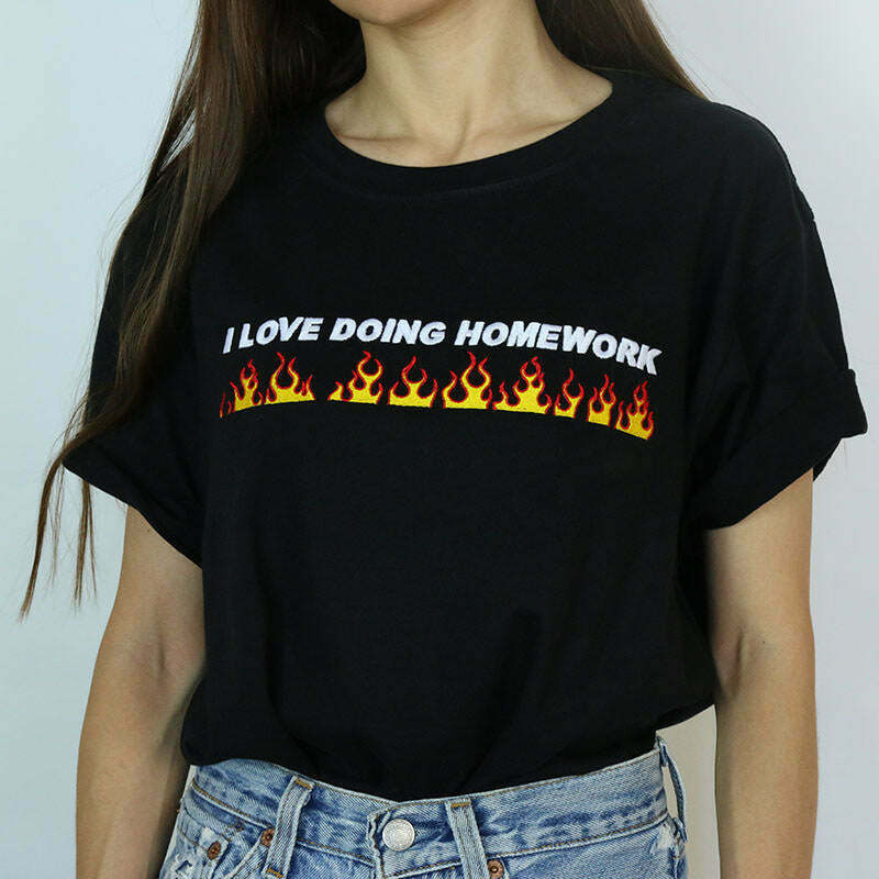 Love Doing Homework Tee - Y2K & 90s Fashion, Grunge, Retro, Baby Tees, Summer