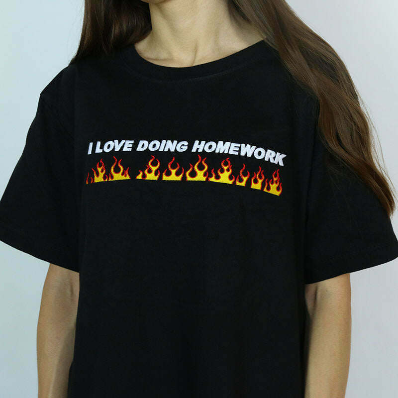 Love Doing Homework Tee - Y2K & 90s Fashion, Grunge, Retro, Baby Tees, Summer