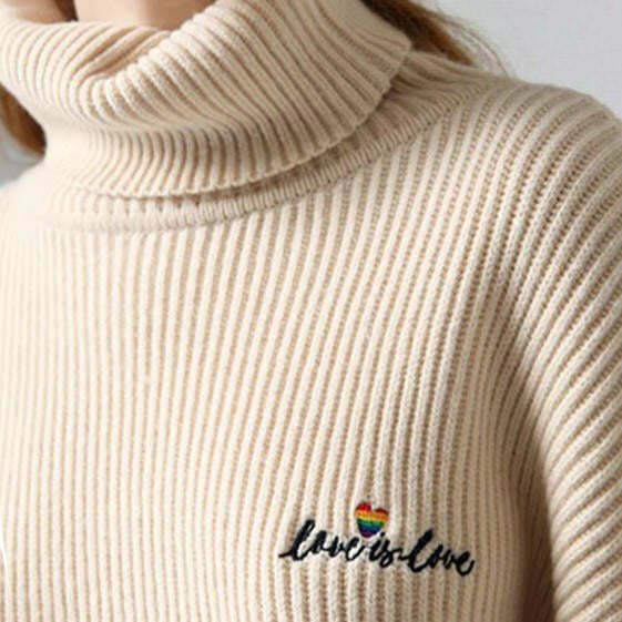 Love is Love High Neck Jumper - Y2K & 90s Fashion, Grunge, Retro, Summer & Party