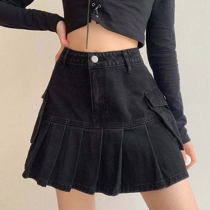 Meet Me On Campus Denim Skirt - Y2K Summer, 90s Fashion, Grunge, Retro, Past