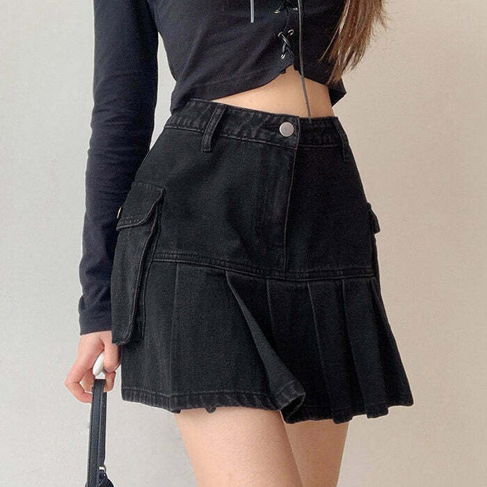 Meet Me On Campus Denim Skirt - Y2K Summer, 90s Fashion, Grunge, Retro, Past