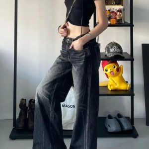 Midnight Groove Wide Leg Jeans - Y2K & 90s Fashion, Grunge, Retro, Summer & Party Out