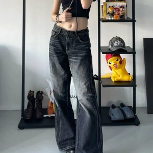 Midnight Groove Wide Leg Jeans - Y2K & 90s Fashion, Grunge, Retro, Summer & Party Out