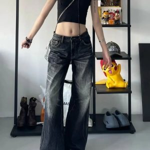 Midnight Groove Wide Leg Jeans - Y2K & 90s Fashion, Grunge, Retro, Summer & Party Out