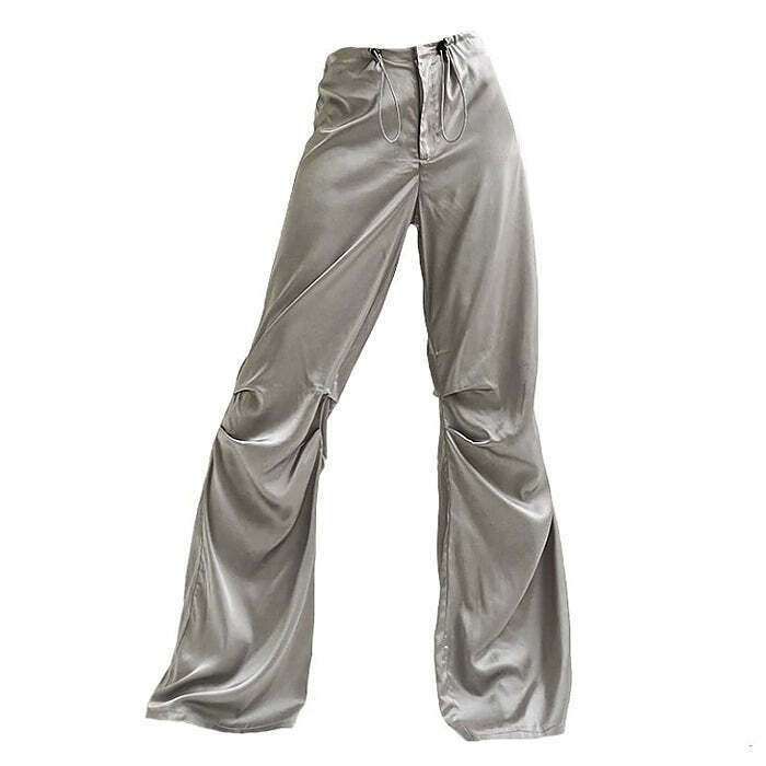 Miracle Satin Wide Pants - Y2K Summer Grunge Outfit, 90s Retro Fashion, Y2K Club &