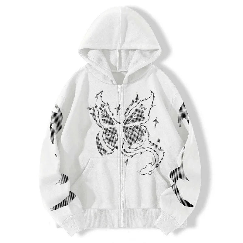 Monarch Mystique Zip Hoodie - Y2K & 90s Fashion, Grunge, Retro, Summer & Party Out