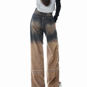 One Way Ticket Brown Aesthetic Jeans - Y2K Grunge, 90s Fashion, Retro Summer Outfit