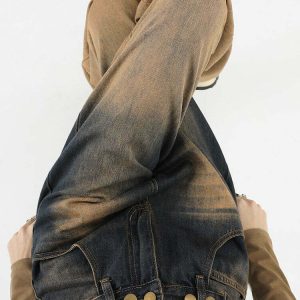 One Way Ticket Brown Aesthetic Jeans - Y2K Grunge, 90s Fashion, Retro Summer Outfit