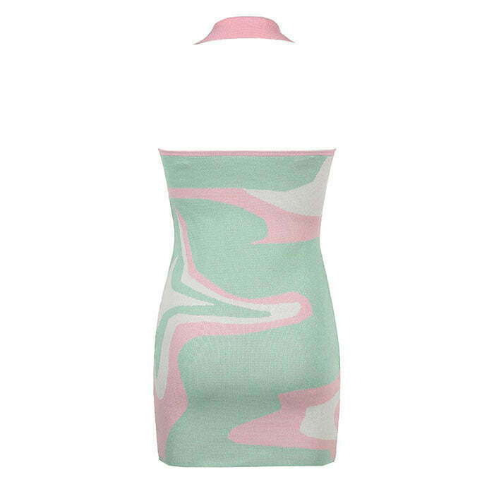 Pastel Candy Halter Dress - Y2K Summer Outfit, 90s Fashion, Grunge, Retro Style, Y