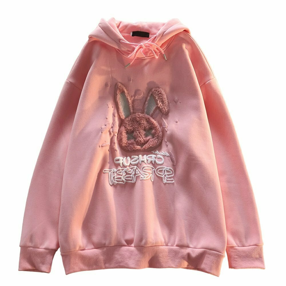 Pastel Goth Rabbit Hoodies - Y2K & 90s Fashion, Grunge, Retro, Summer & Party Out