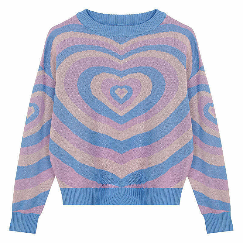 Pastel Heart Sweater - Y2K & 90s Fashion, Grunge, Retro, Summer Outfits, Baby