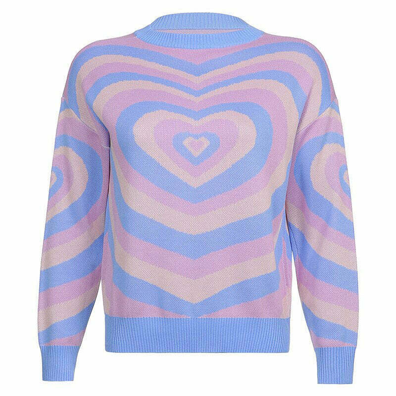 Pastel Heart Sweater - Y2K & 90s Fashion, Grunge, Retro, Summer Outfits, Baby