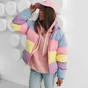 Pastel Padded Jacket - Y2K Summer Grunge Outfit, 90s Fashion, Retro Style, Y2K