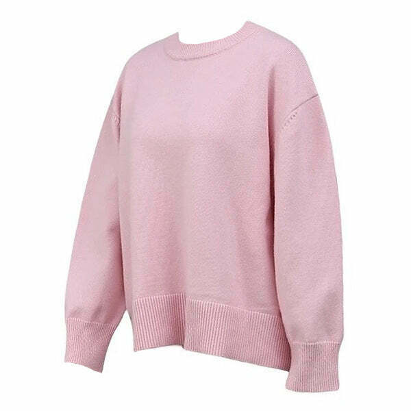 Pastel Pink Oversized Sweater - Y2K Summer Grunge, 90s Fashion, Retro Y2K Out