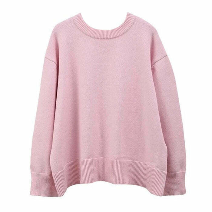 Pastel Pink Oversized Sweater - Y2K Summer Grunge, 90s Fashion, Retro Y2K Out