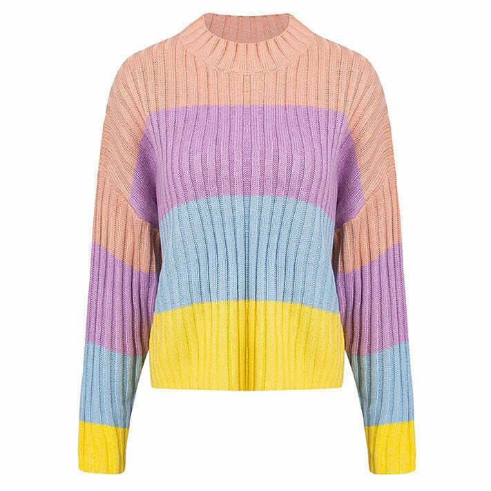 Pastel Rainbow Jumper - Y2K & 90s Fashion, Grunge, Retro, Summer Outfits, Baby